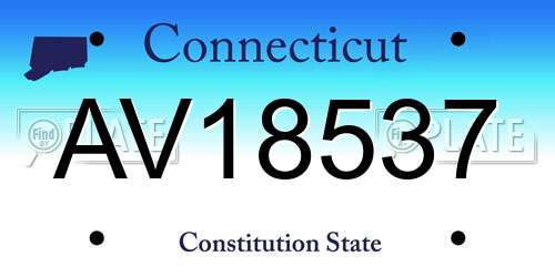 AV18537 Connecticut License Plate