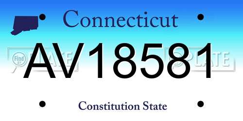 AV18581 Connecticut License Plate