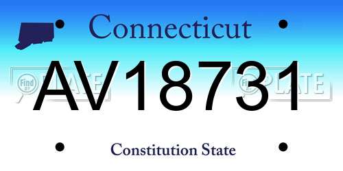 AV18731 Connecticut License Plate