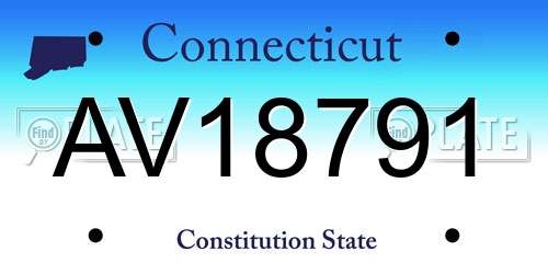 AV18791 Connecticut License Plate