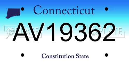AV19362 Connecticut License Plate