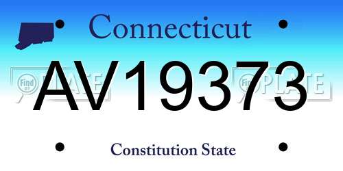 AV19373 Connecticut License Plate