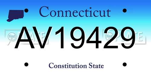AV19429 Connecticut License Plate