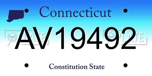 AV19492 Connecticut License Plate