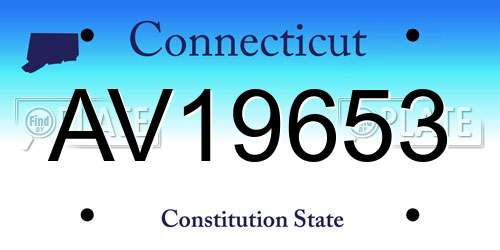 AV19653 Connecticut License Plate