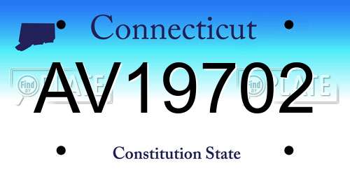 AV19702 Connecticut License Plate