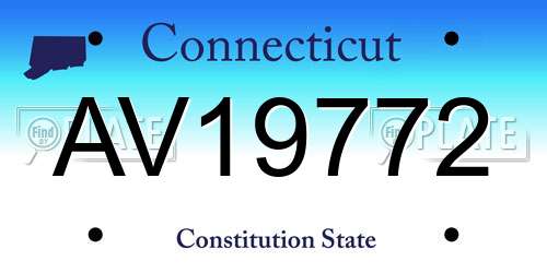 AV19772 Connecticut License Plate