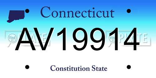 AV19914 Connecticut License Plate