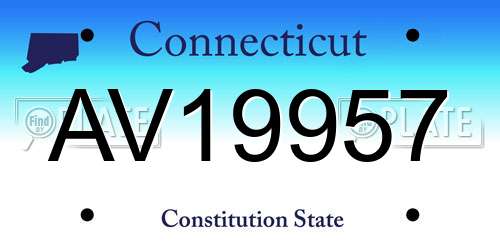 AV19957 Connecticut License Plate