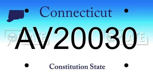 AV20030 Connecticut License Plate