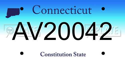 AV20042 Connecticut License Plate