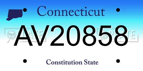 AV20858 Connecticut License Plate