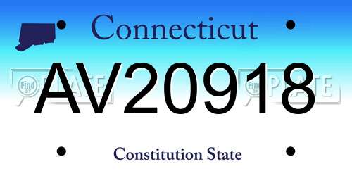 AV20918 Connecticut License Plate