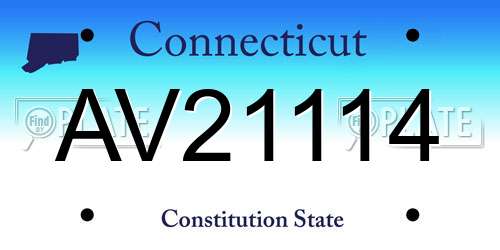 AV21114 Connecticut License Plate
