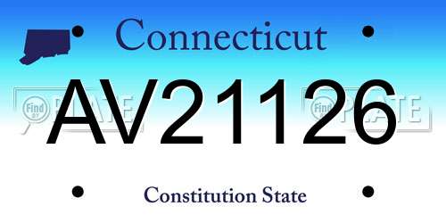 AV21126 Connecticut License Plate