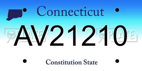 AV21210 Connecticut License Plate