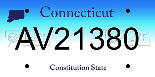 AV21380 Connecticut License Plate