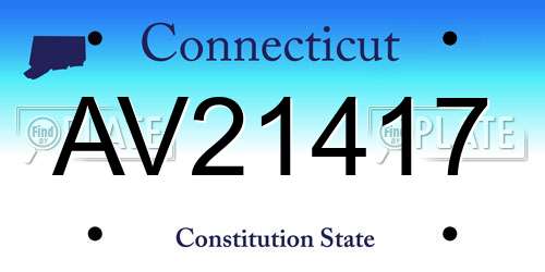 AV21417 Connecticut License Plate