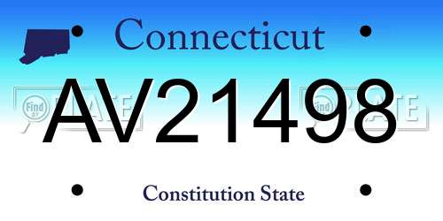 AV21498 Connecticut License Plate