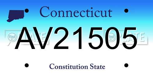 AV21505 Connecticut License Plate