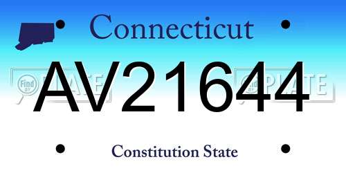 AV21644 Connecticut License Plate