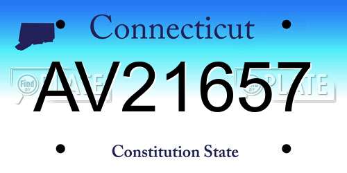 AV21657 Connecticut License Plate