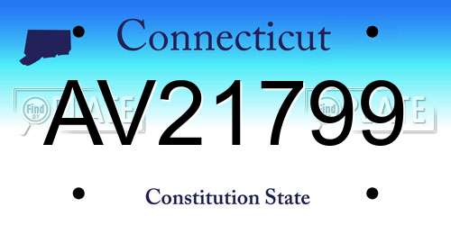 AV21799 Connecticut License Plate
