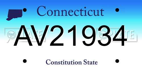 AV21934 Connecticut License Plate
