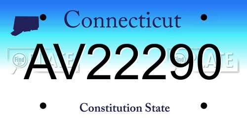 AV22290 Connecticut License Plate