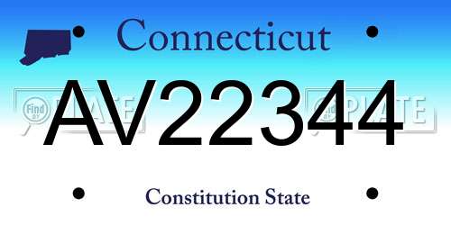AV22344 Connecticut License Plate