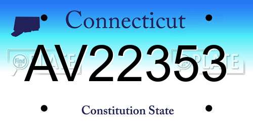 AV22353 Connecticut License Plate