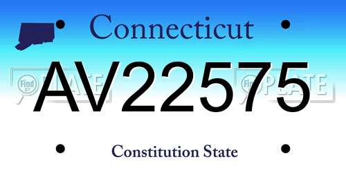 AV22575 Connecticut License Plate