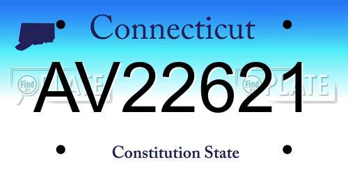 AV22621 Connecticut License Plate