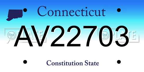 AV22703 Connecticut License Plate