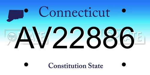 AV22886 Connecticut License Plate