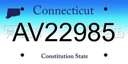 AV22985 Connecticut License Plate