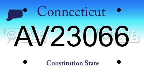 AV23066 Connecticut License Plate