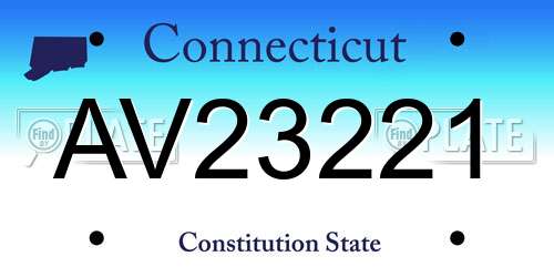 AV23221 Connecticut License Plate
