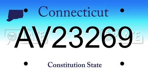 AV23269 Connecticut License Plate