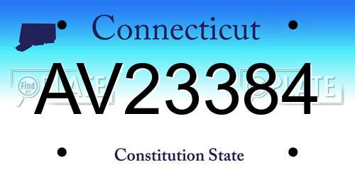 AV23384 Connecticut License Plate