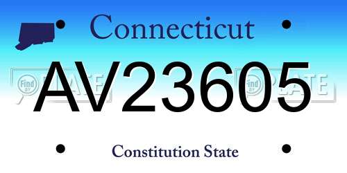 AV23605 Connecticut License Plate