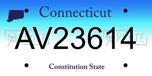 AV23614 Connecticut License Plate