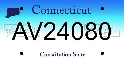 AV24080 Connecticut License Plate