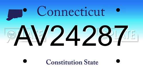 AV24287 Connecticut License Plate