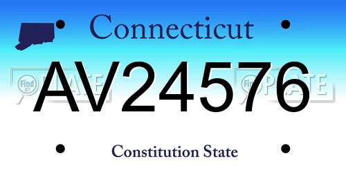 AV24576 Connecticut License Plate