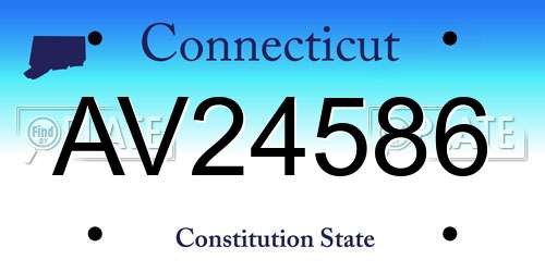 AV24586 Connecticut License Plate