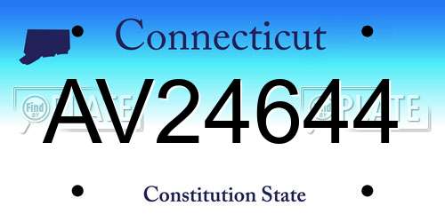 AV24644 Connecticut License Plate