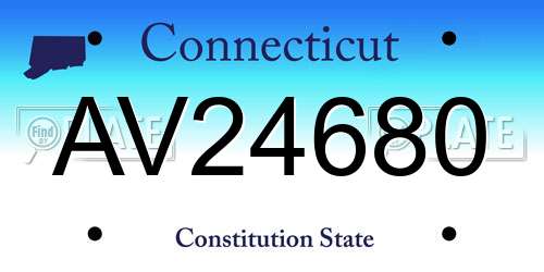 AV24680 Connecticut License Plate