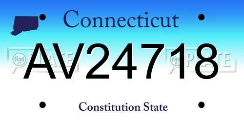 AV24718 Connecticut License Plate