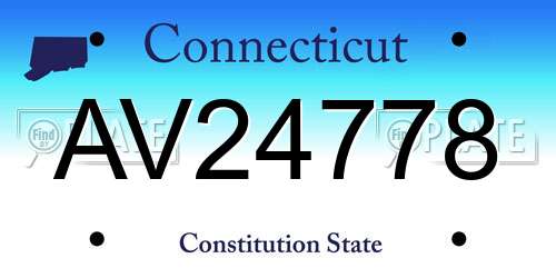 AV24778 Connecticut License Plate